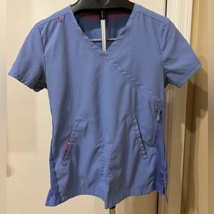 Koi Scrubs Women’s Blue Medical Scrub Top V-Neck Utility Size S